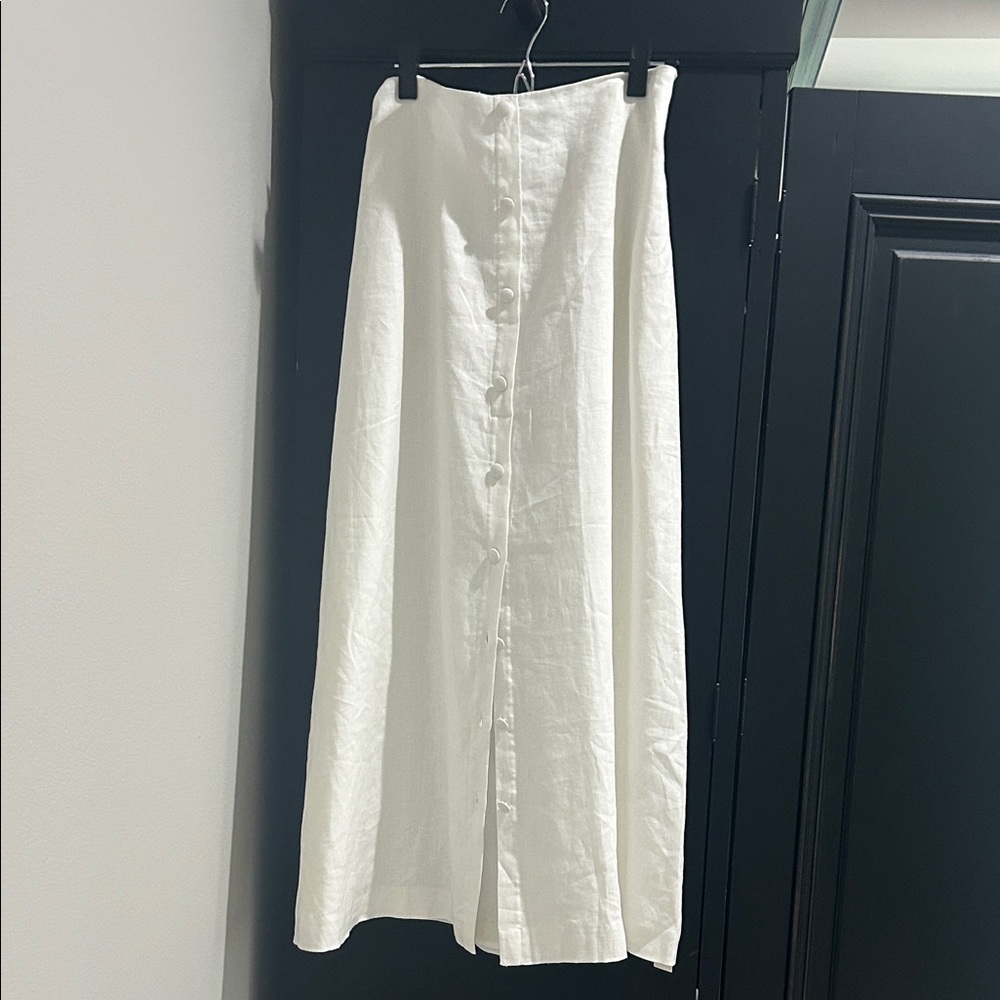 Reformation Andi Linen Maxi Skirt-WHITE